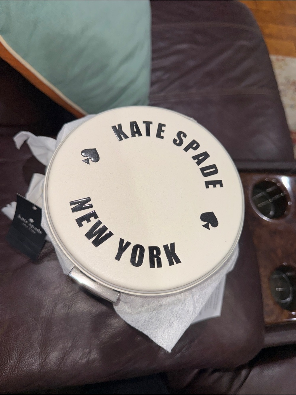 kate spade Red Patent Drum-Style Accent Bag with Cream & Black Trim - Picture 3 of 6